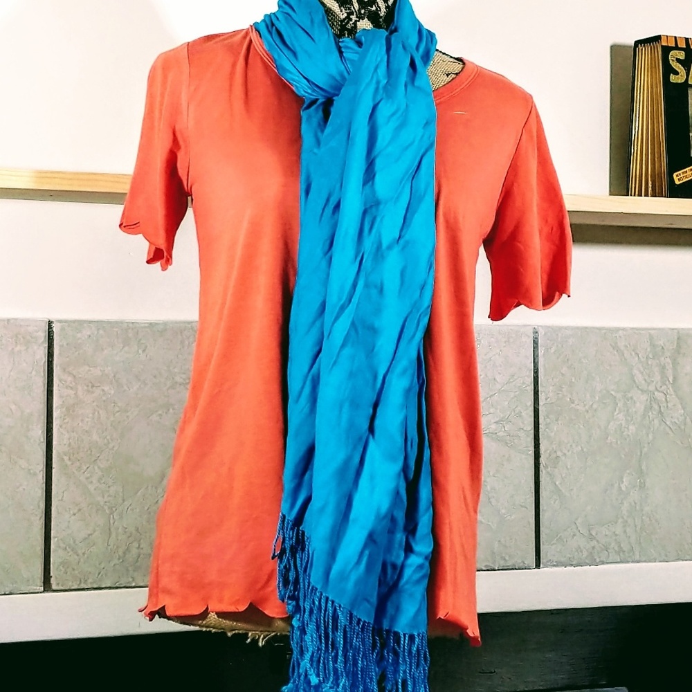 Dark Blue Fringed Scarf